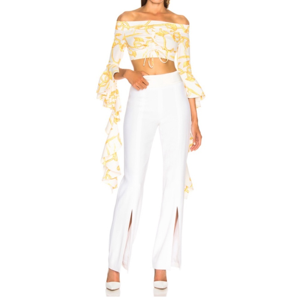 JONATHAN SIMKHAI Satin Combo Front Slit Pant